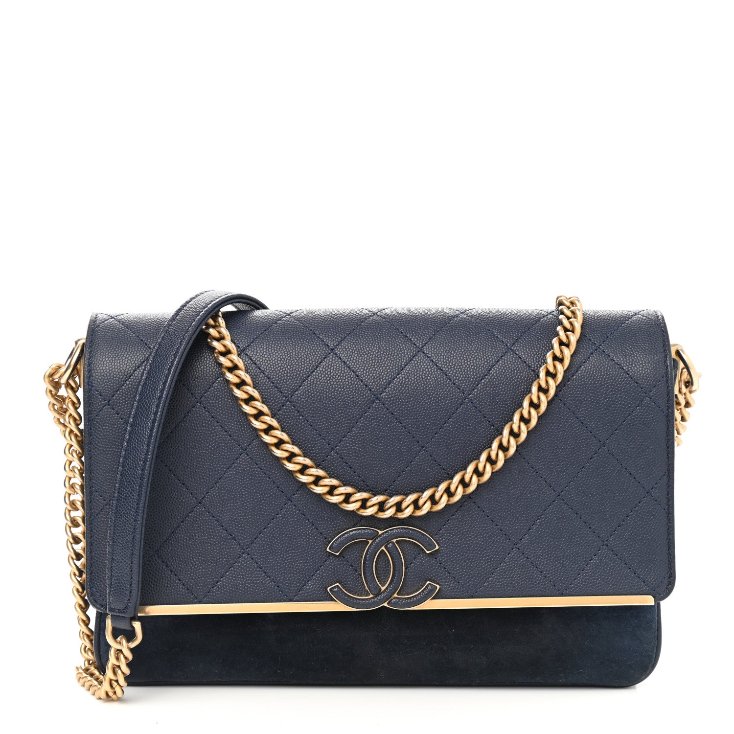 Chanel Caviar Suede Stitched Lady Coco Flap Navy 2 of 10