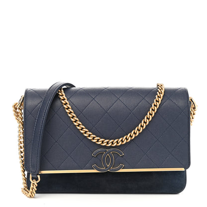 Chanel Caviar Suede Stitched Lady Coco Flap Navy 2 of 10