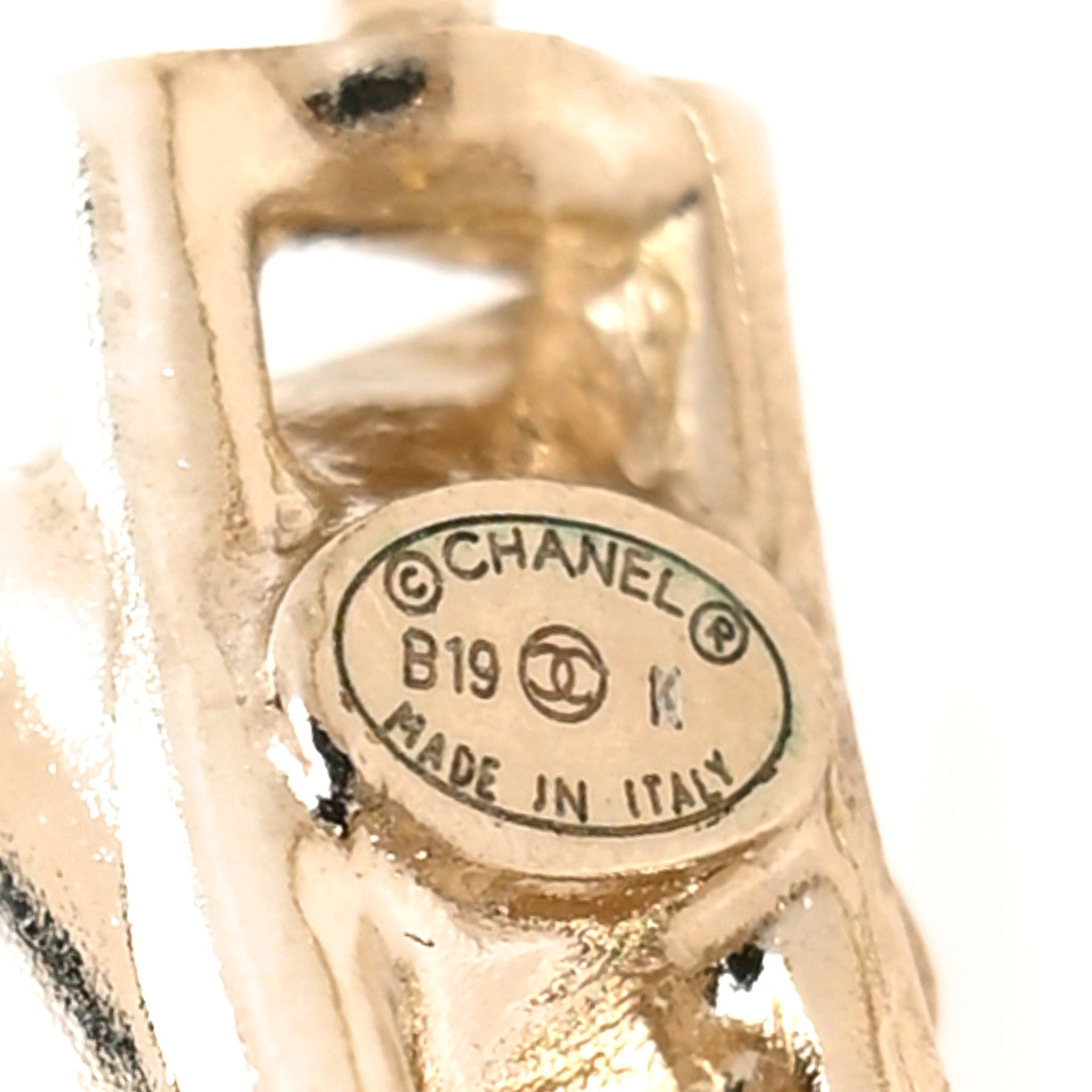 Chanel Glass Pearl Strass Snowfall Hoop Earrings Gold 3 of 3