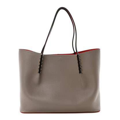 Christian Louboutin Calfskin Spiked Large Cabarock Shopper Tote Grey 1 of 9