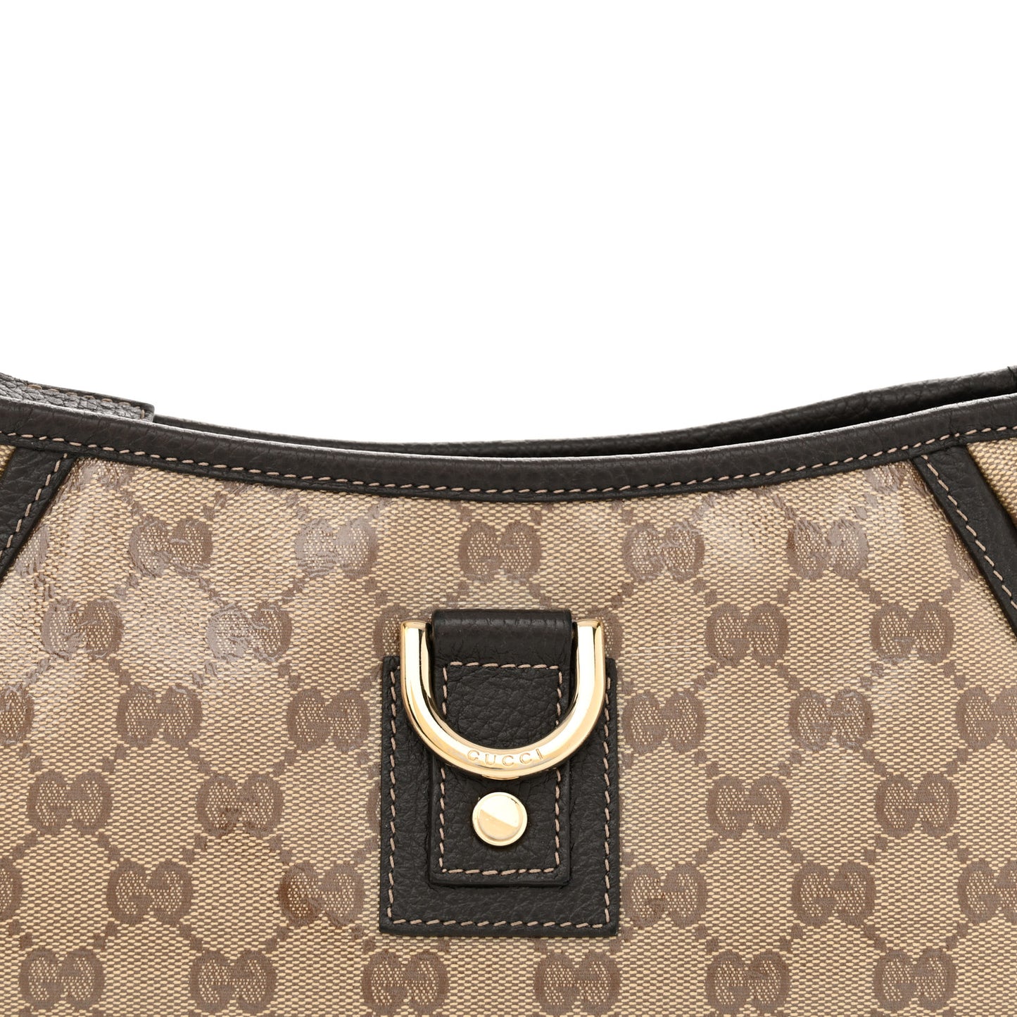 Crystal Monogram Small D Ring Gold Hobo Brown