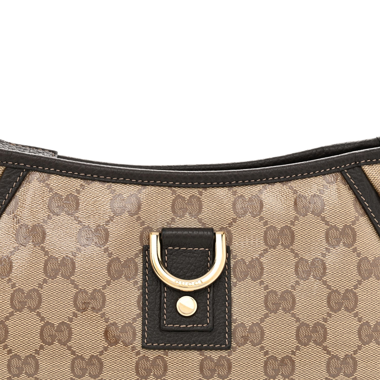 Gucci Crystal Monogram Small D Ring Gold Hobo Brown 8 of 13