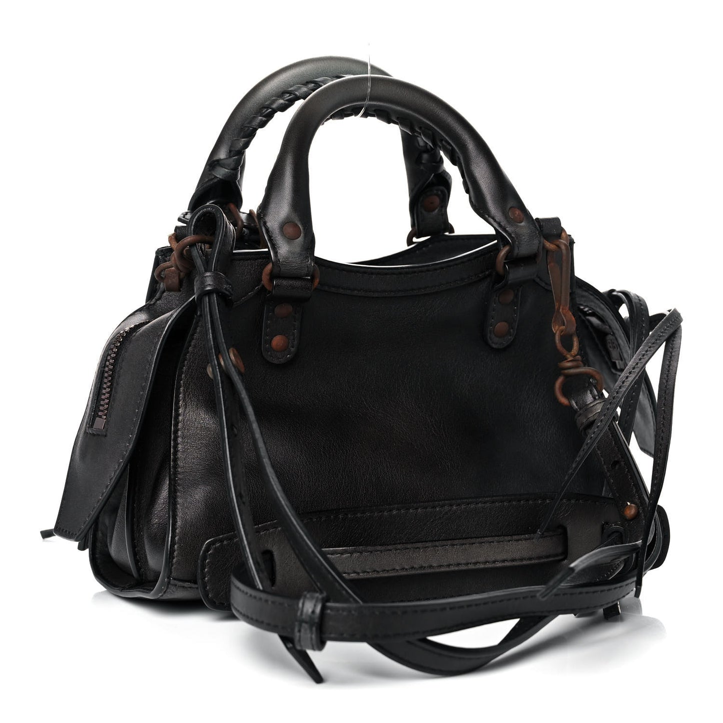 Used Calfskin Rust Hardware Mini Neo Classic City Black