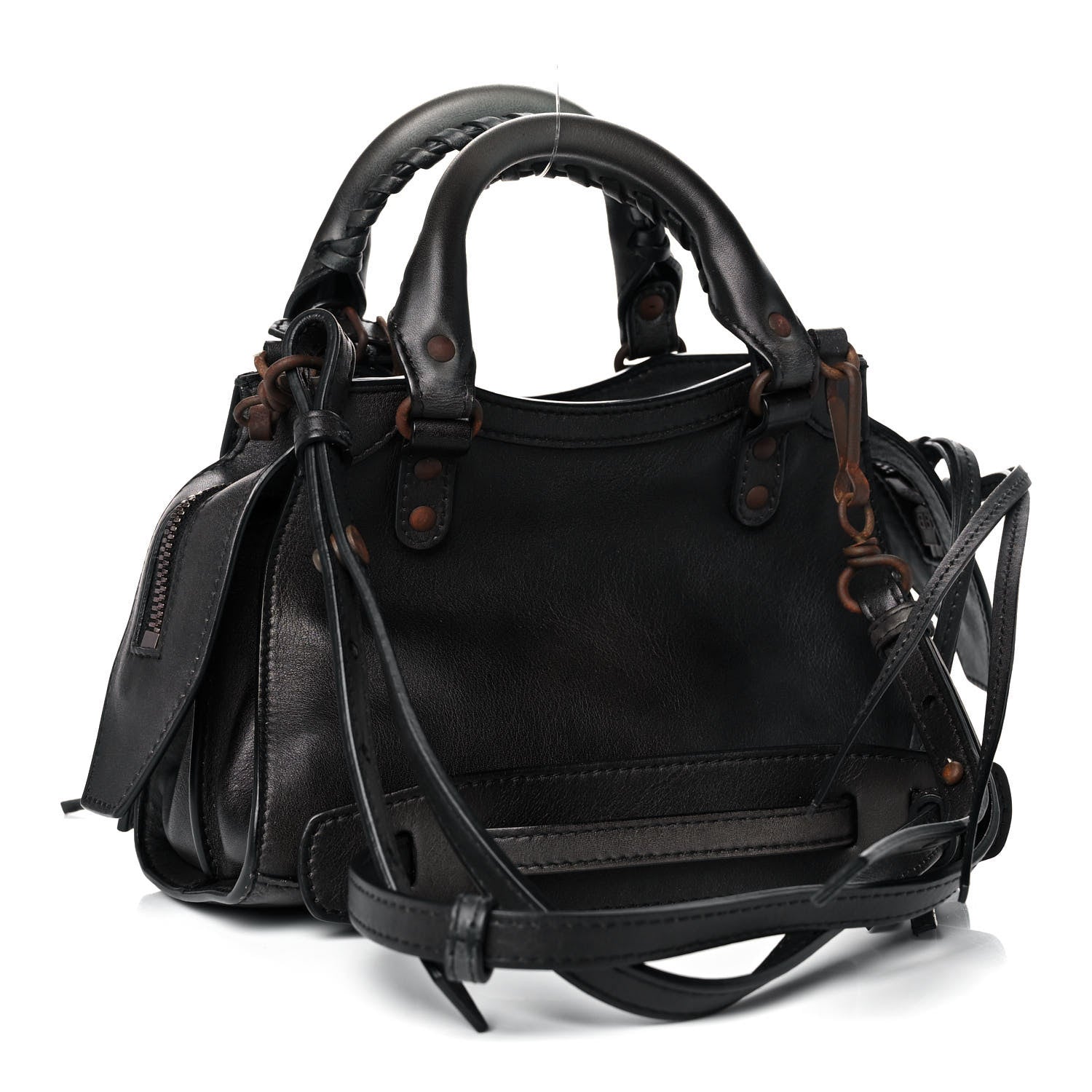 Balenciaga Used Calfskin Rust Hardware Mini Neo Classic City Black 3 of 15