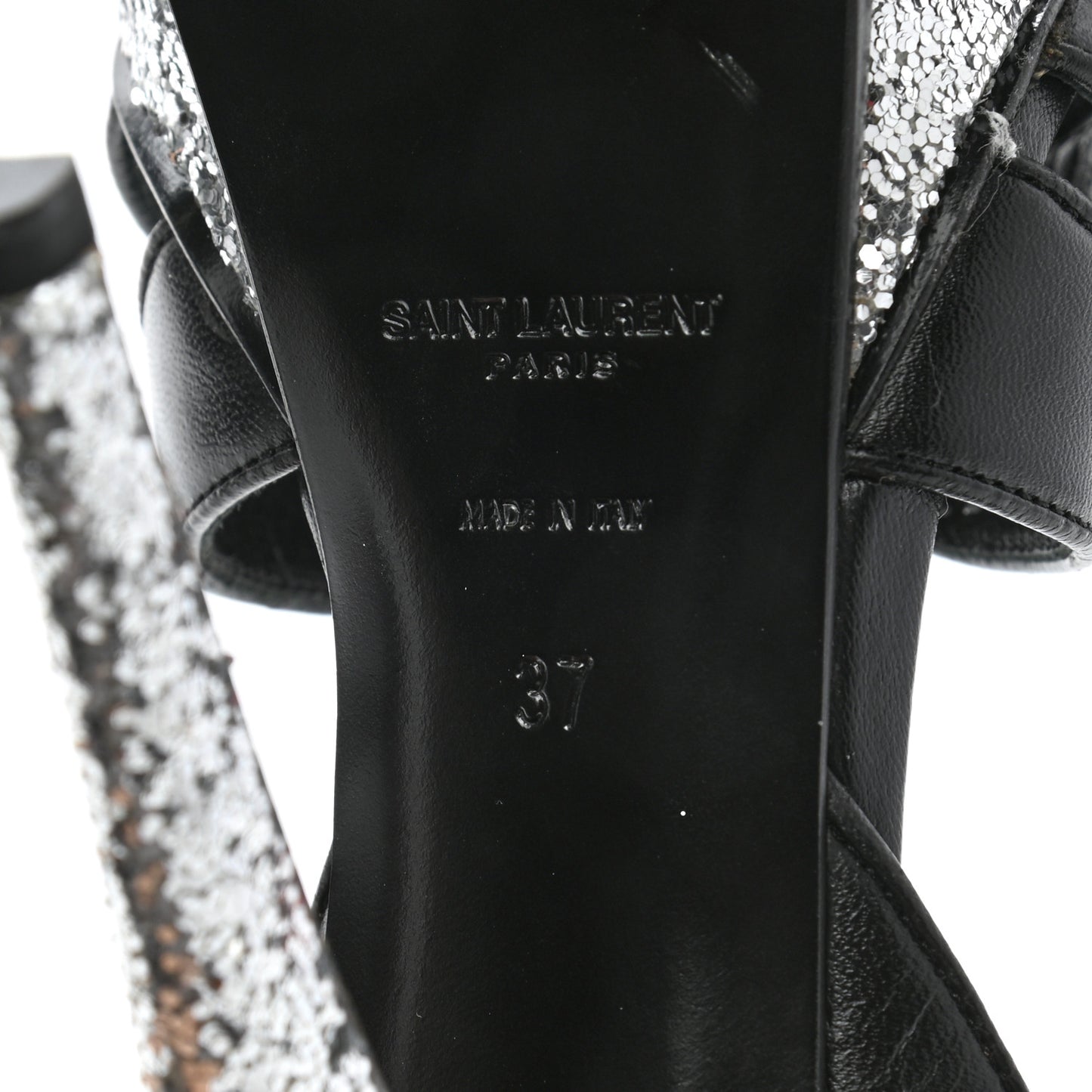 Nappa Glitter Tribute Sandals 37 Black Argento