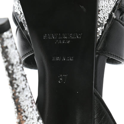 Saint Laurent Nappa Glitter Tribute Sandals 37 Black Argento 6 of 8