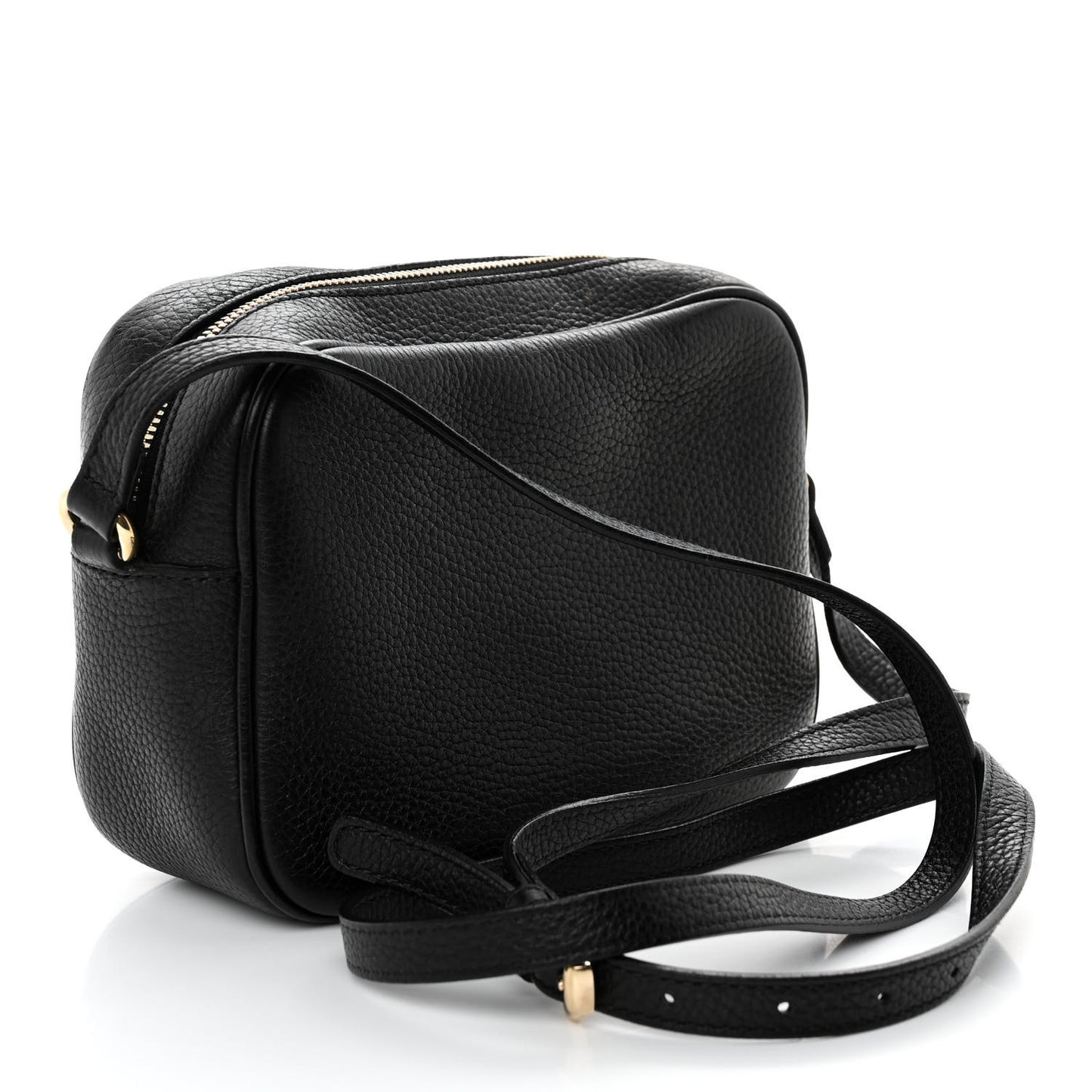 Pebbled Calfskin Small Soho Disco Bag Black