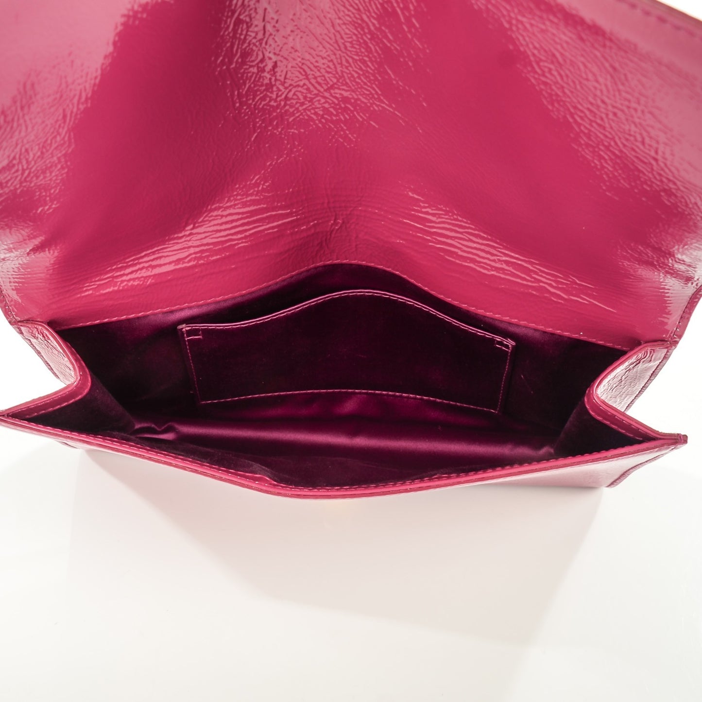 Textured Patent Large Belle De Jour Clutch Fuchsia