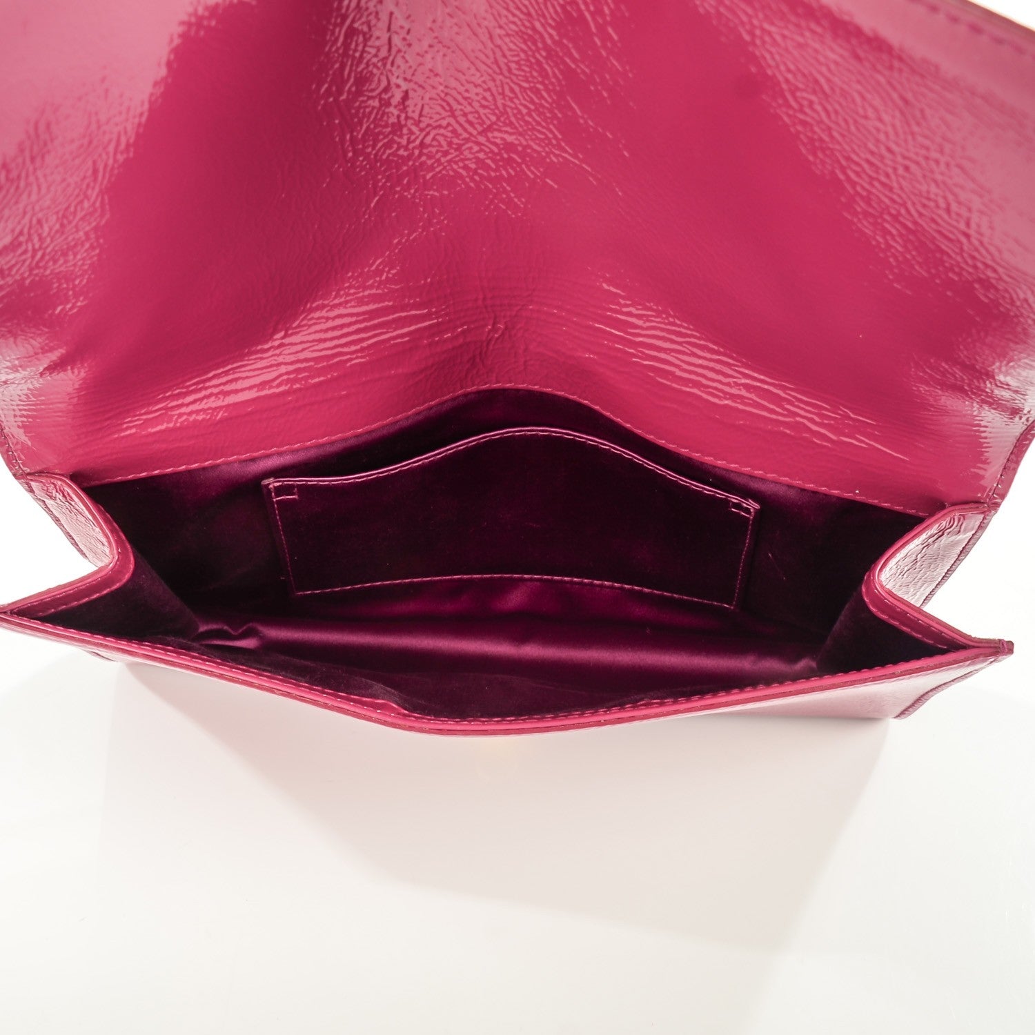 Saint Laurent Textured Patent Large Belle De Jour Clutch Fuchsia 7 of 7