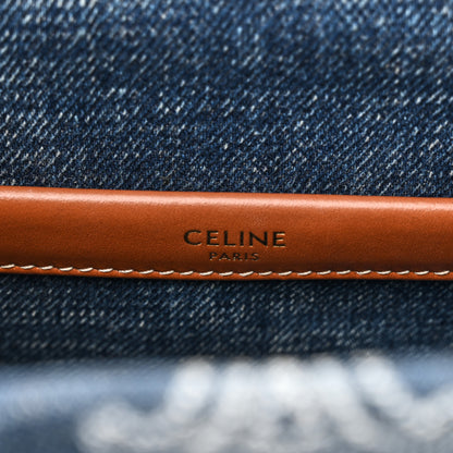 Celine Denim Calfskin Triomphe Print Cabas Blue Tan 6 of 9