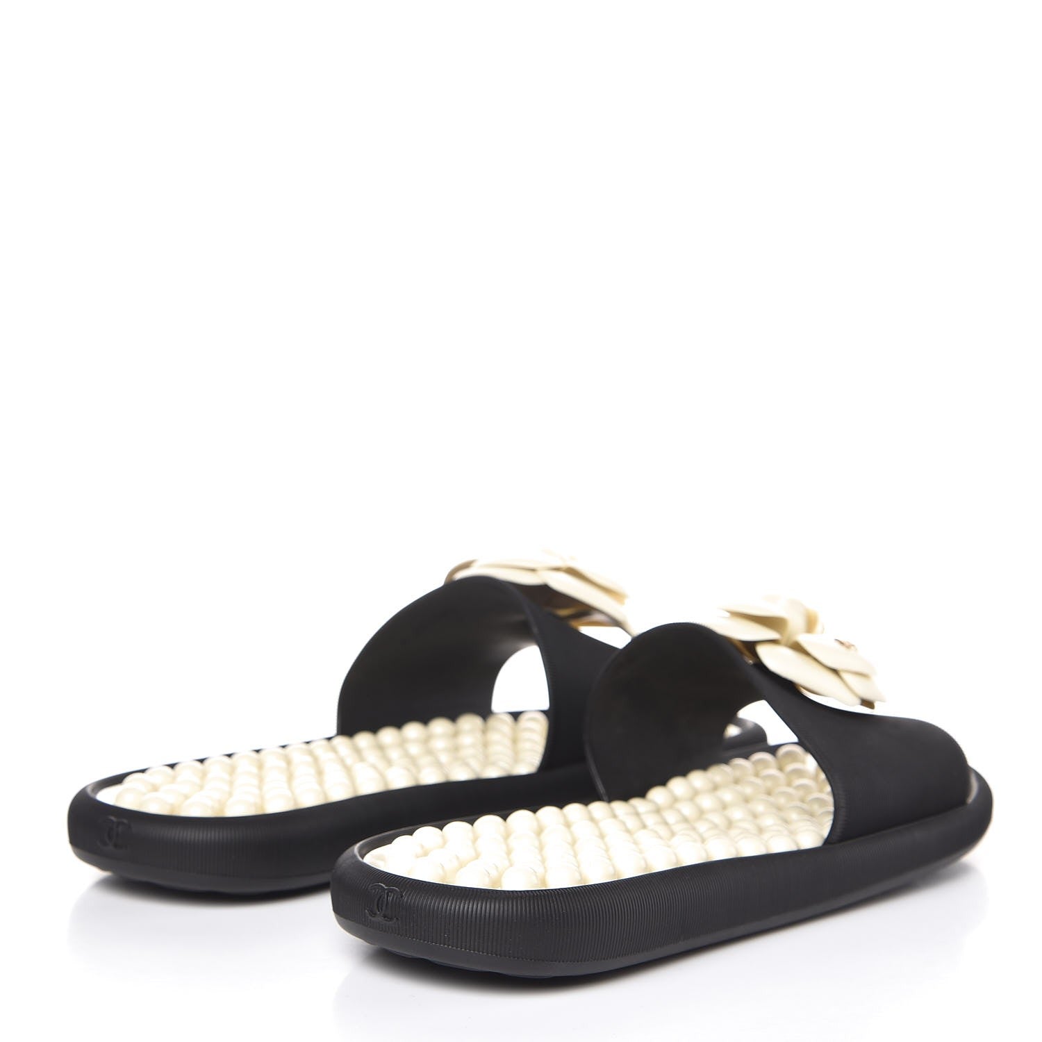 Chanel Thermoplastic PVC Camellia Mule Sandals 40 Black Ivory 4 of 8