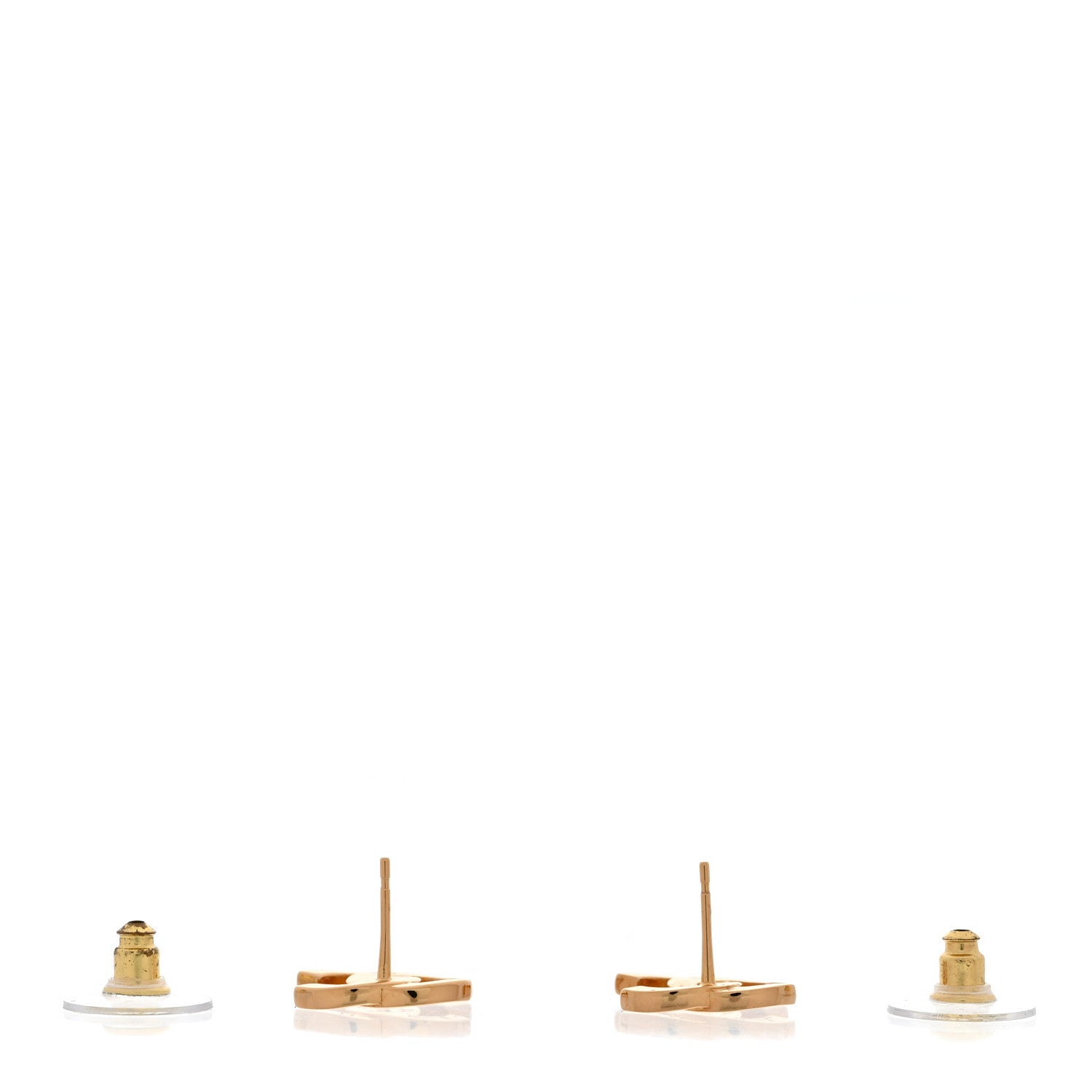 Chanel Metal CC Paris Button Stud Earrings Gold 3 of 6