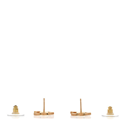 Chanel Metal CC Paris Button Stud Earrings Gold 3 of 6