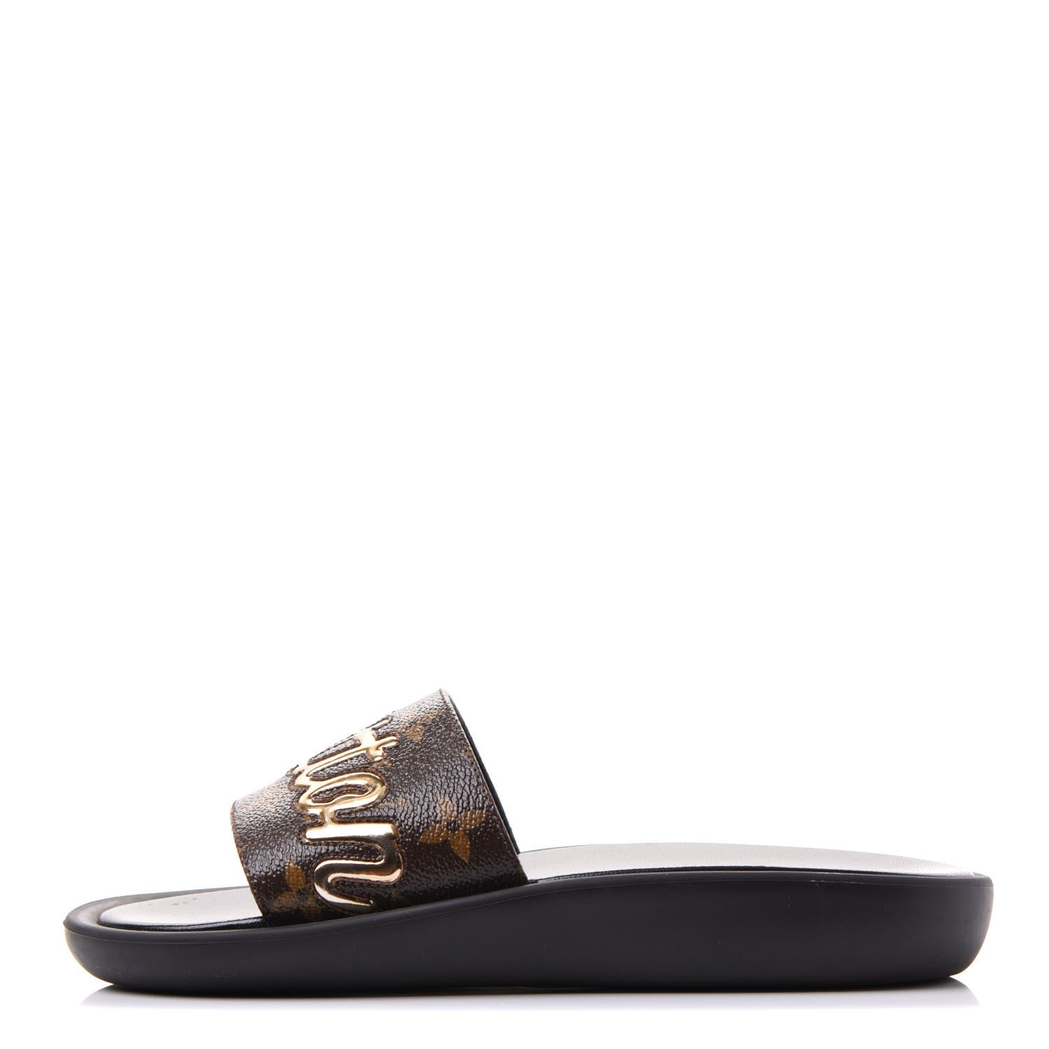 Louis Vuitton Metallic Calfskin Monogram Logo Sunbath Slide Sandals 36 1 of 9