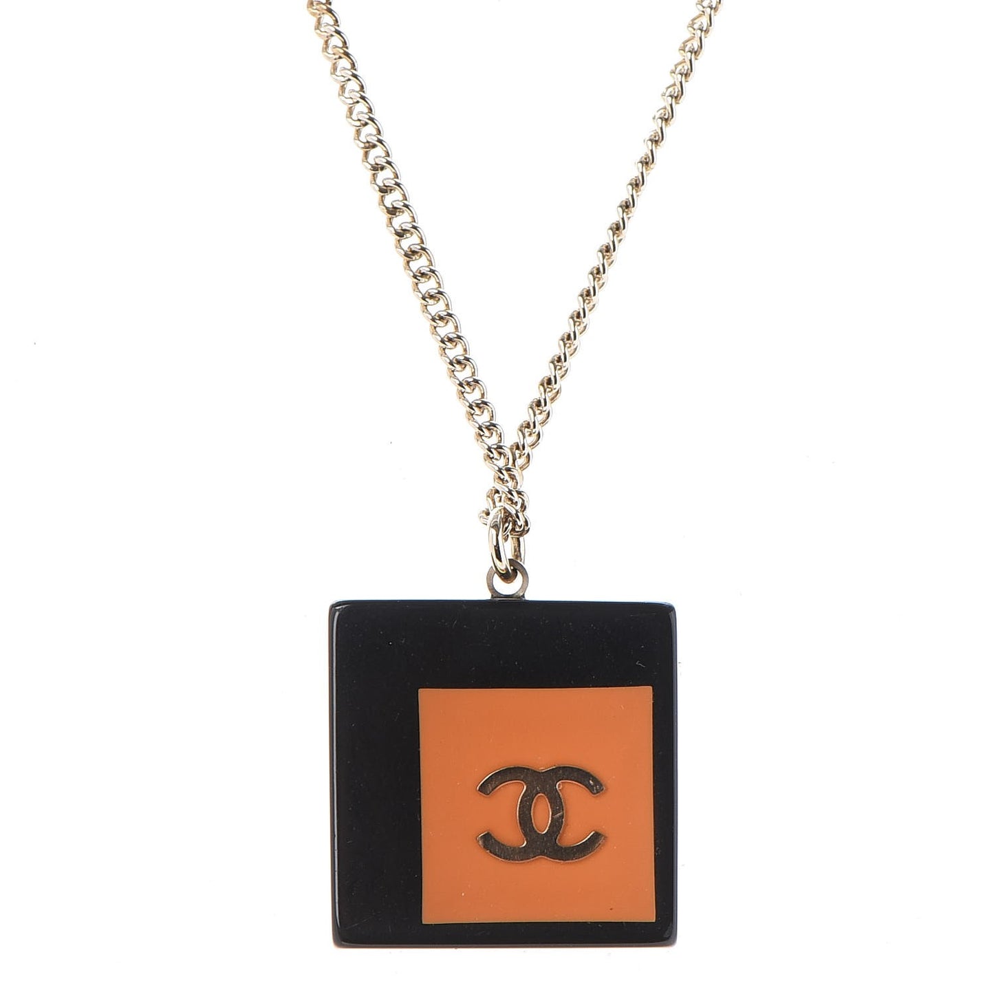 Resin Crystal Geometric Square Necklace White Black Orange