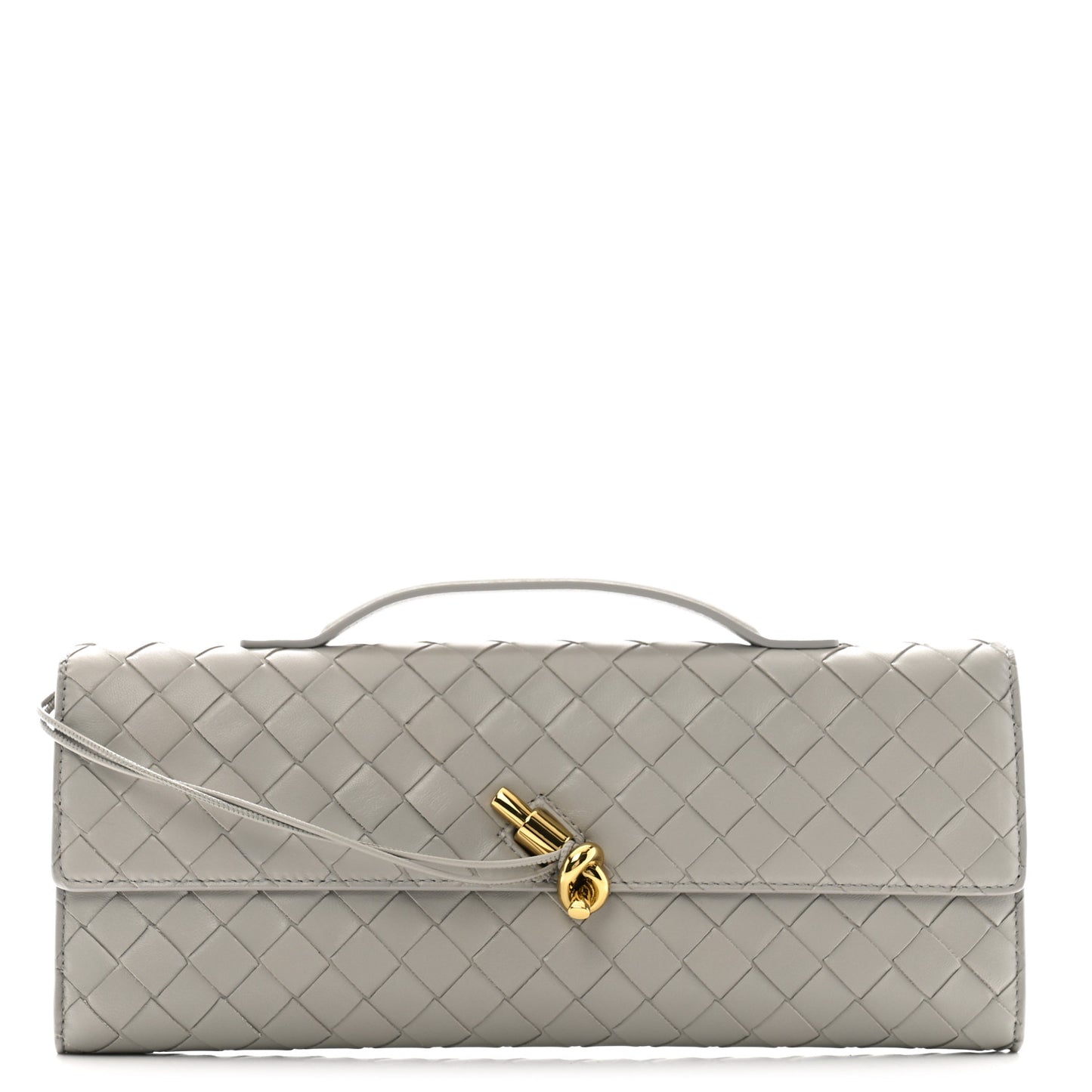 Nappa Intrecciato Long Andiamo Top Handle Clutch Sterling