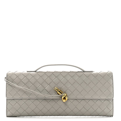 Bottega Veneta Nappa Intrecciato Long Andiamo Top Handle Clutch Sterling 1 of 9