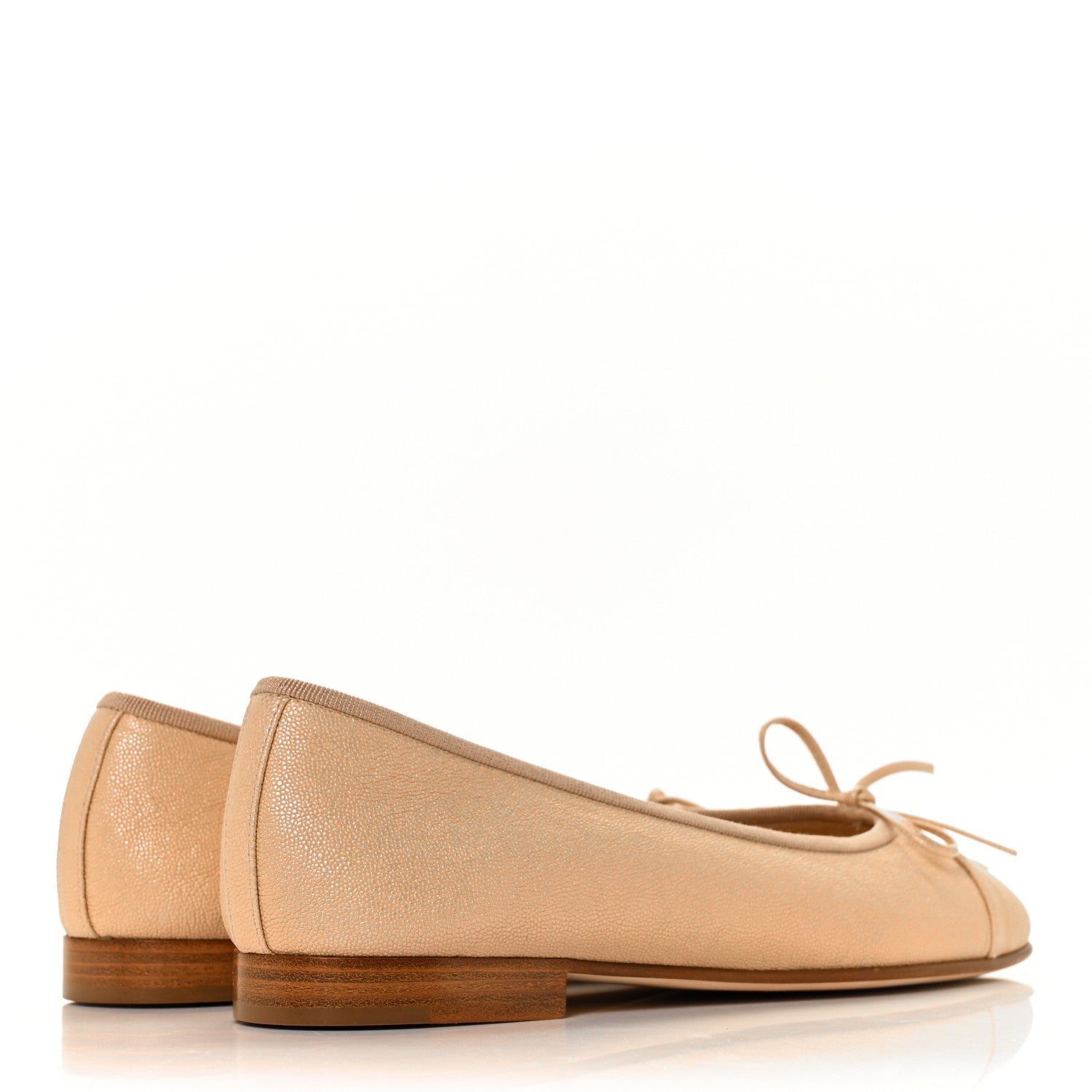 Chanel Caviar Cap Toe CC Ballerina Flats 36.5 Beige 4 of 8