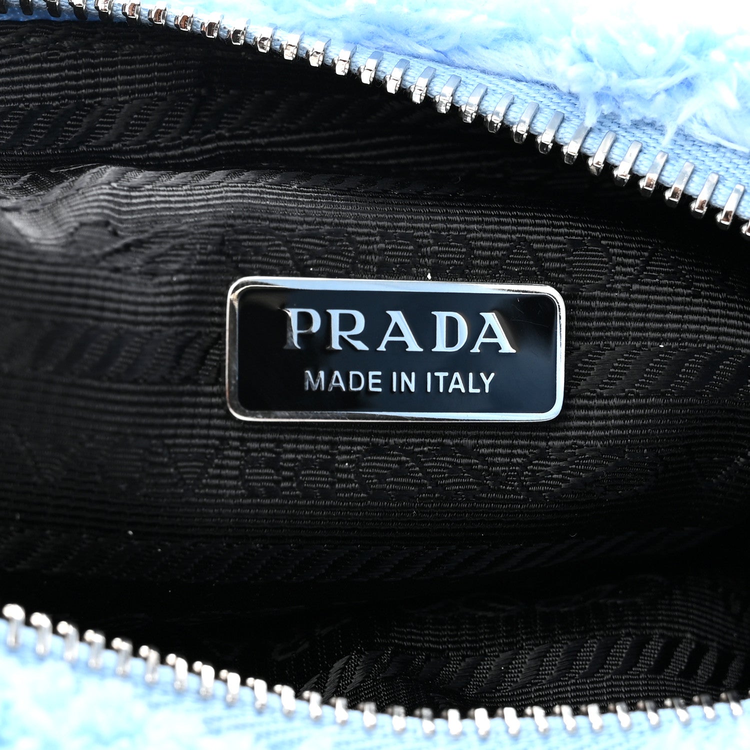 Prada Terry Cloth Mini Re-Edition 2000 Bag Celeste Black 6 of 9