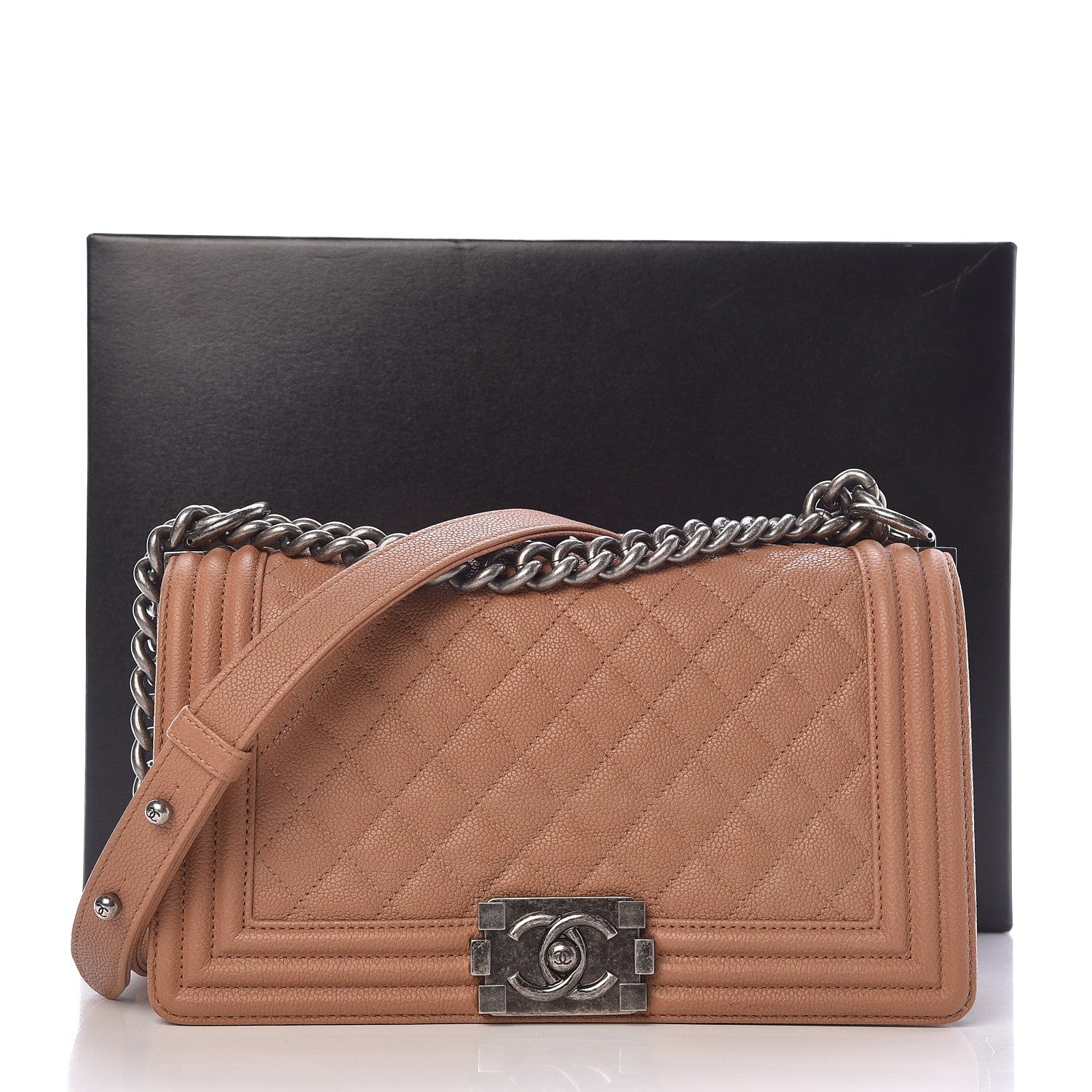 Chanel Caviar Quilted Medium Boy Flap Camel 11 of 11