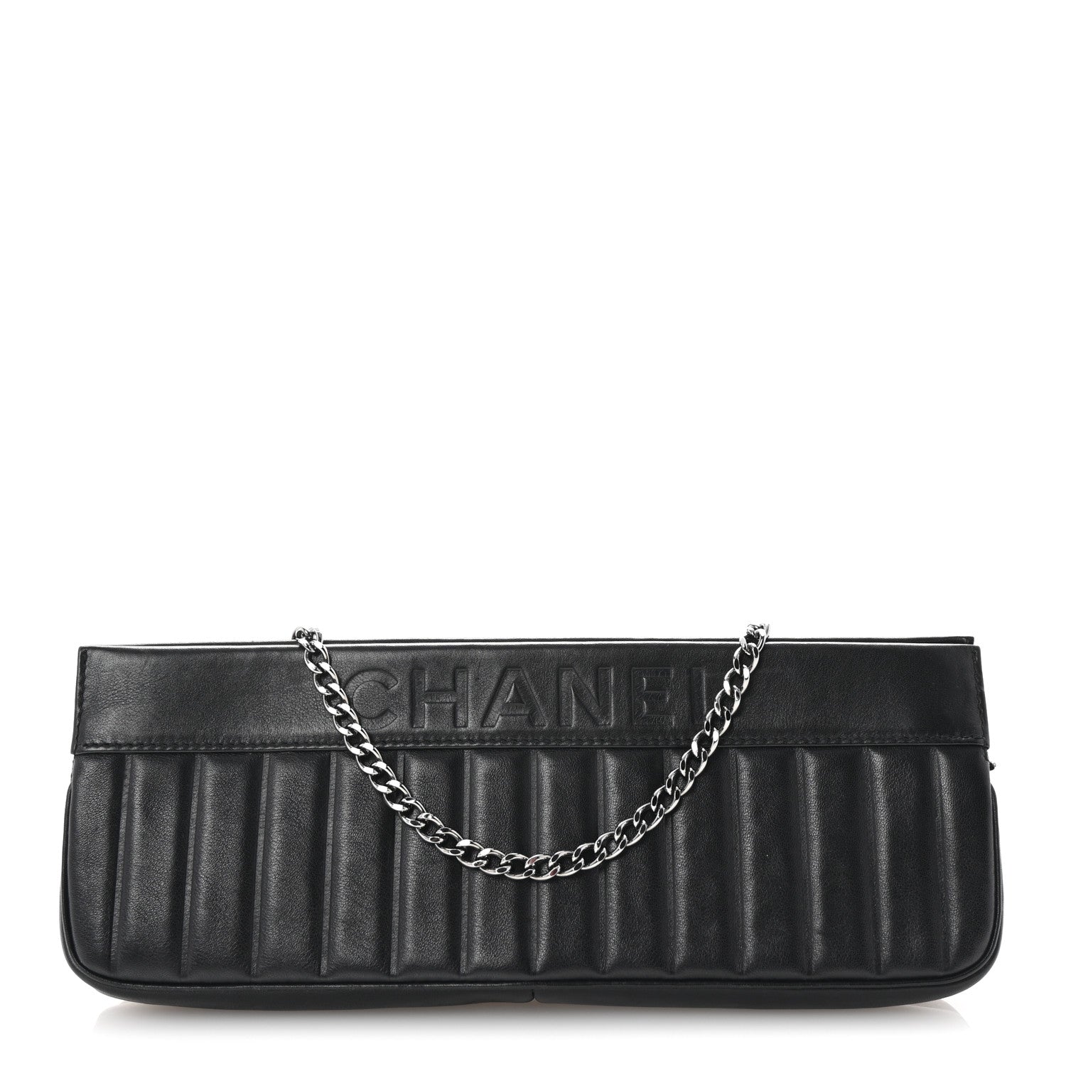 Chanel Calfskin Vertical Quilted Lax Clutch With Chain Black 1 of 7