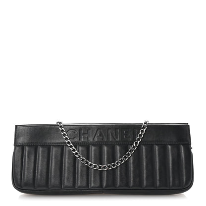 Chanel Calfskin Vertical Quilted Lax Clutch With Chain Black 1 of 7
