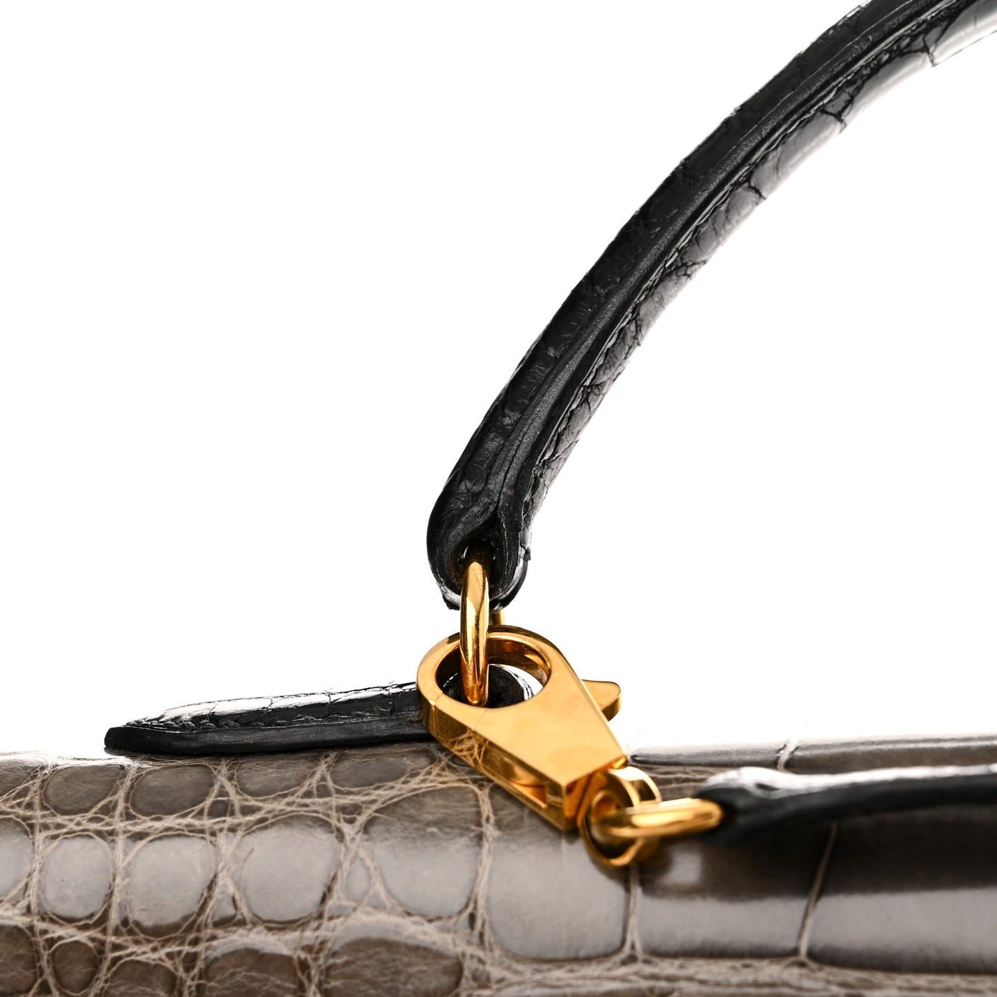Shiny Alligator Kelly Sellier 32 Miel Gris Fonce Black
