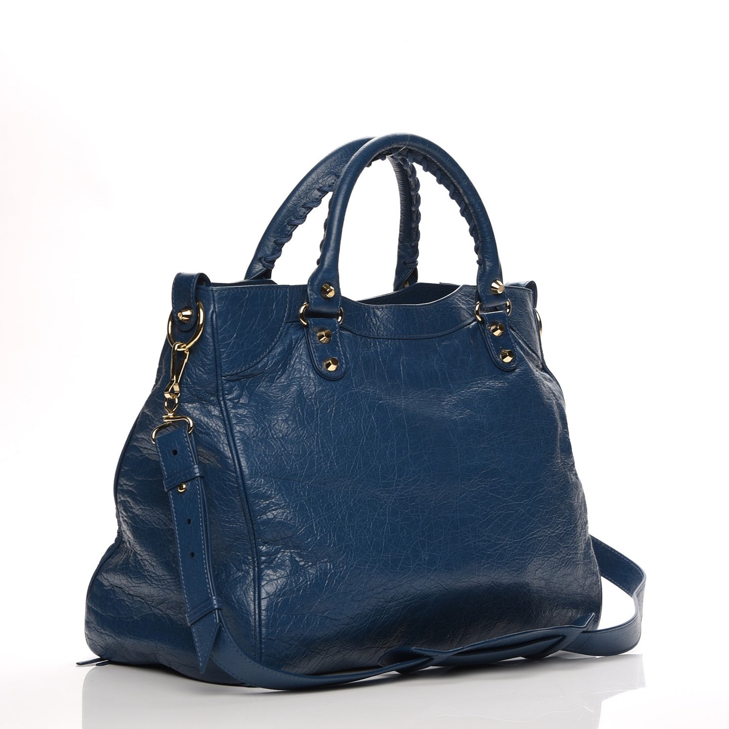 Agneau Classic Gold Hardware Velo Bleu Profond