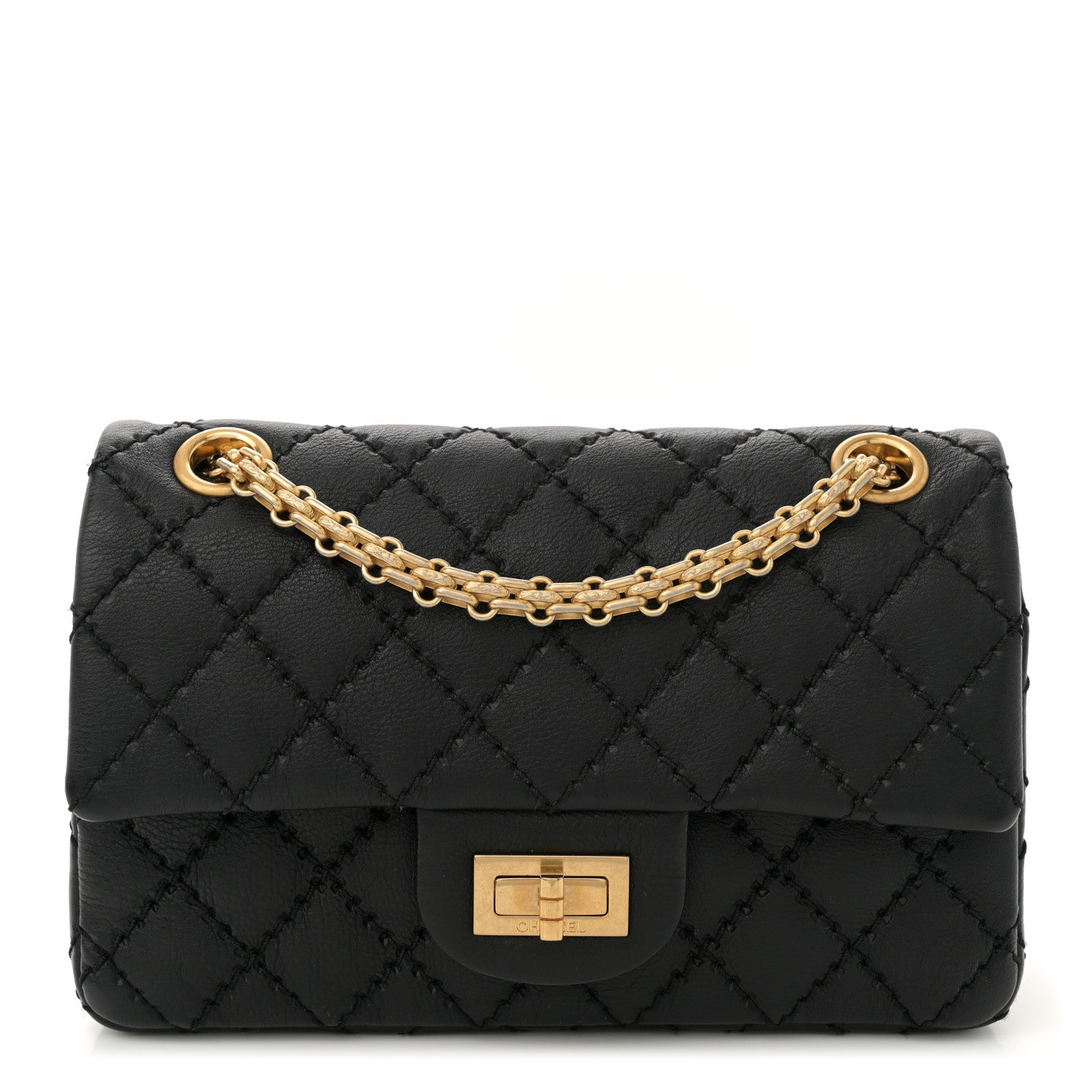 Chanel Calfskin Double Stitch 2.55 Reissue 224 Flap Black 1 of 10
