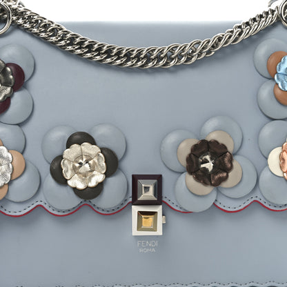 Fendi Vitello Liberty Lucido Flowerland Scalloped Studded Kan I Shoulder Bag Azzurro Polvere Multicolor 8 of 10