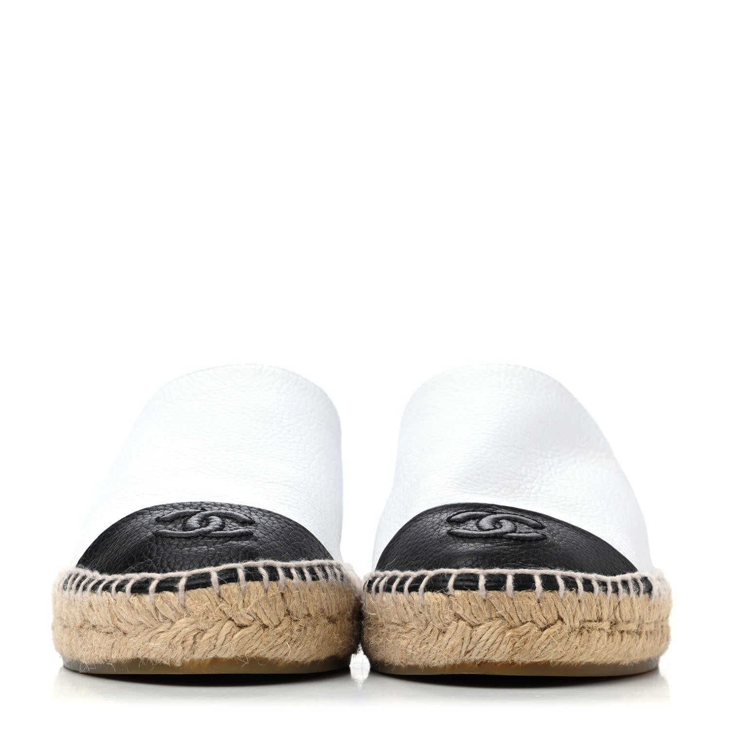 Chanel Grained Calfskin CC Espadrilles 37 White Black 2 of 4