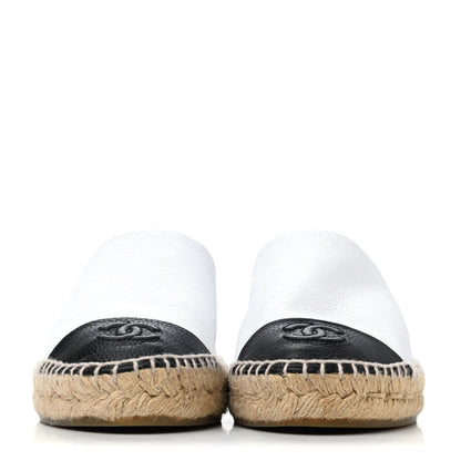 Chanel Grained Calfskin CC Espadrilles 37 White Black 2 of 4