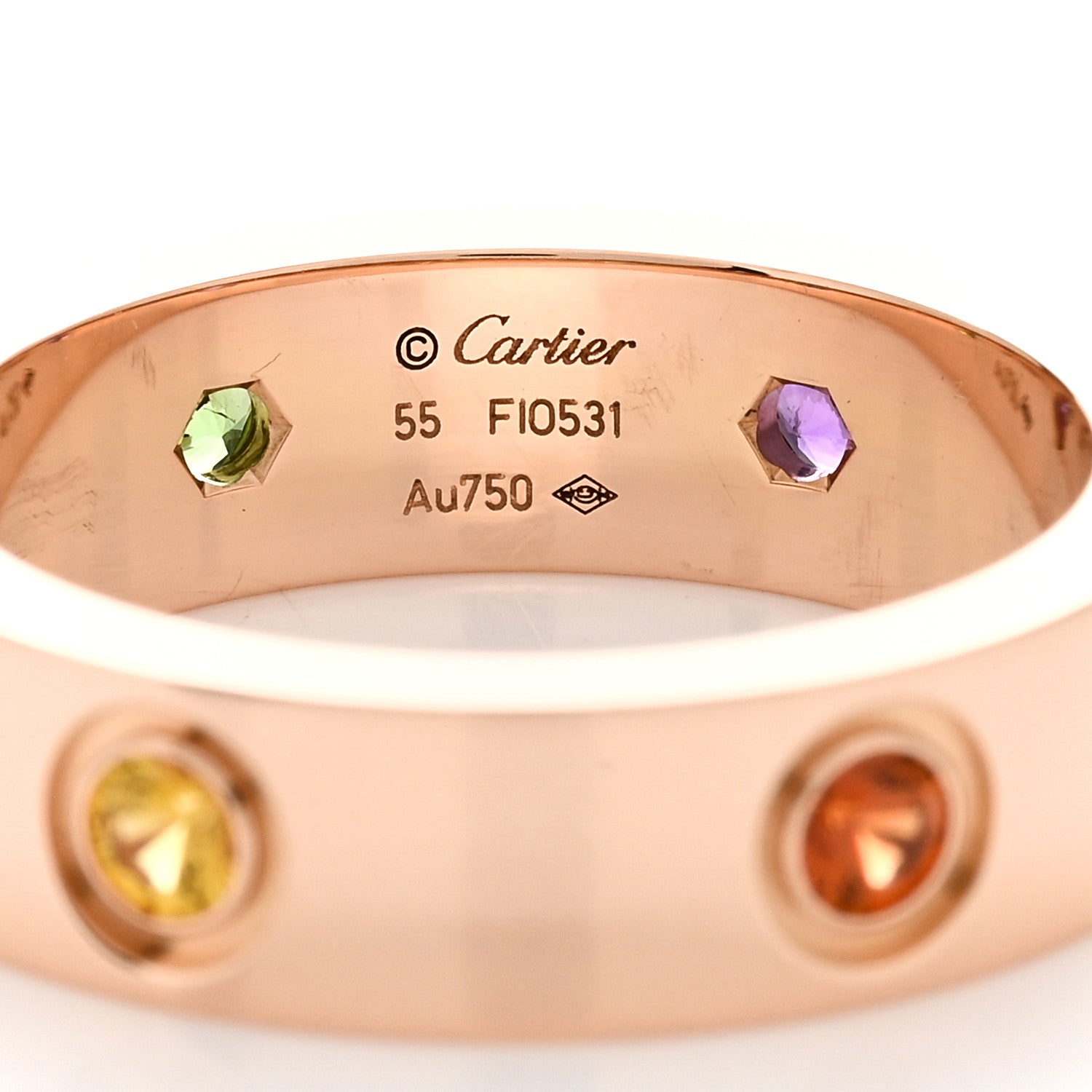 Cartier 18K Pink Gold Sapphire Garnet Amethyst 5.5mm LOVE Ring 55 7.25 4 of 4