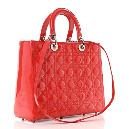 Christian Dior Patent Cannage Large Lady Dior Red 2 of 19