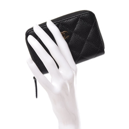 Chanel Caviar Quilted Zip Coin Purse Black 2 of 8