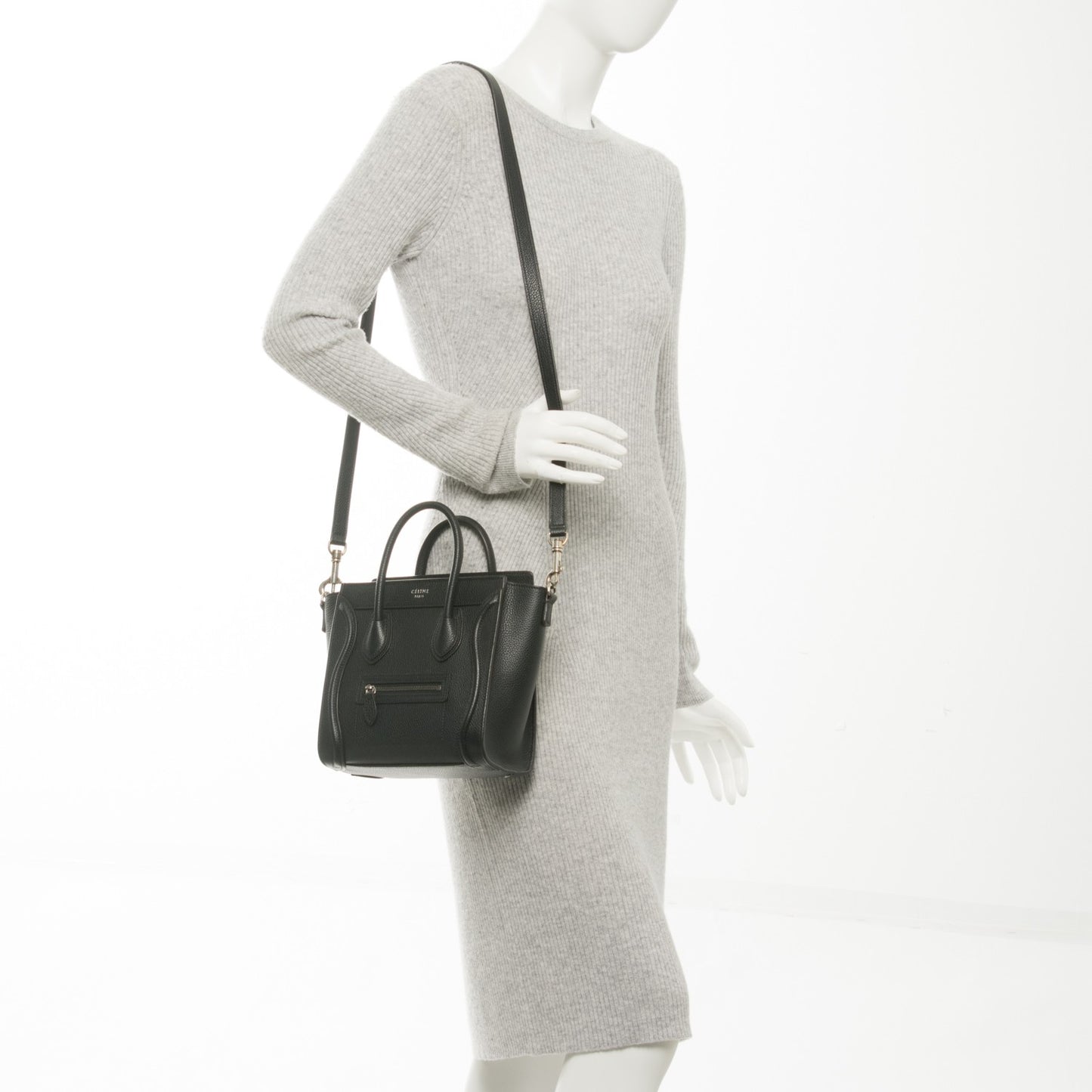 Drummed Calfskin Nano Luggage Black