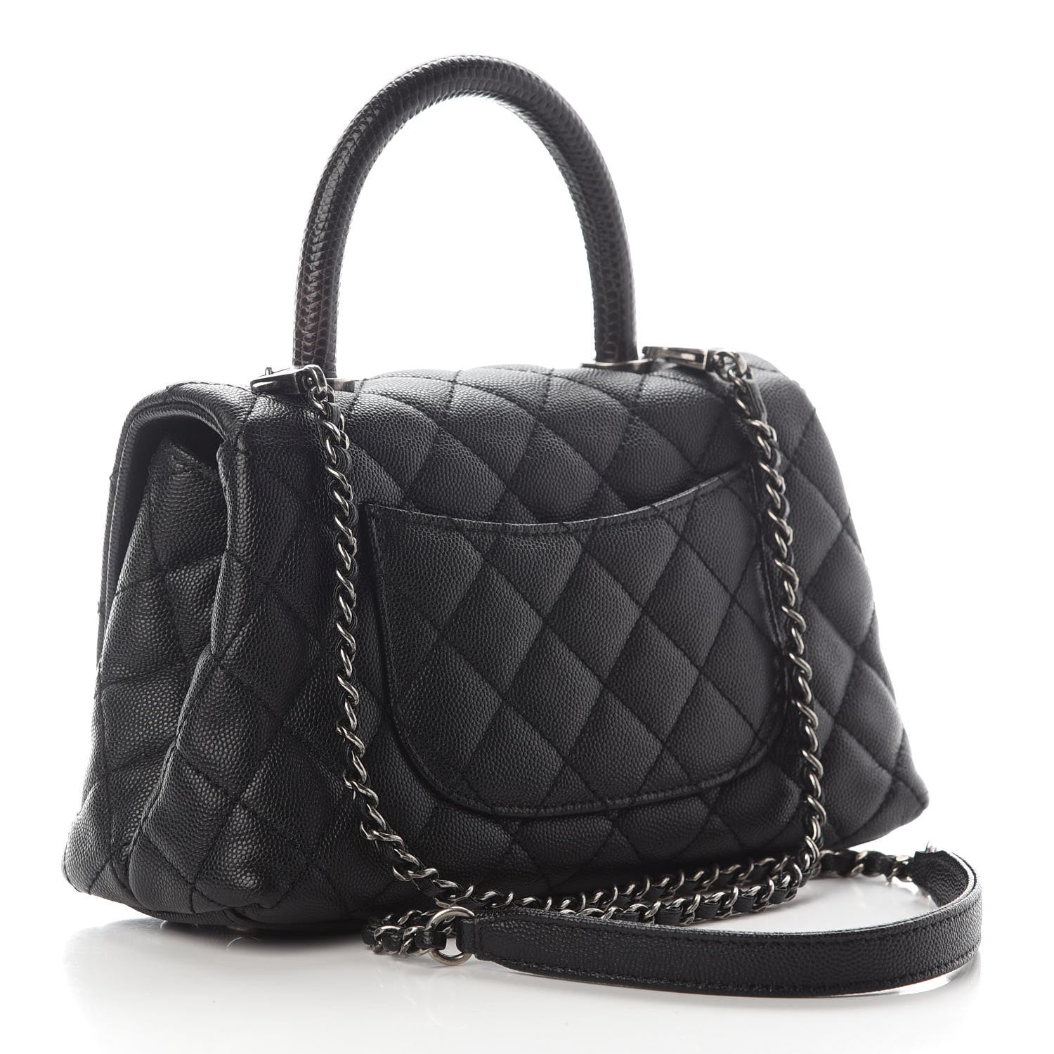 Chanel Caviar Lizard Embossed Quilted Mini Coco Handle Flap Black 2 of 9