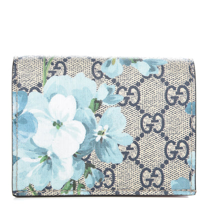 Gucci GG Supreme Monogram Blooms Card Case Wallet Beige Blue Navy Hibiscus Red 1 of 8