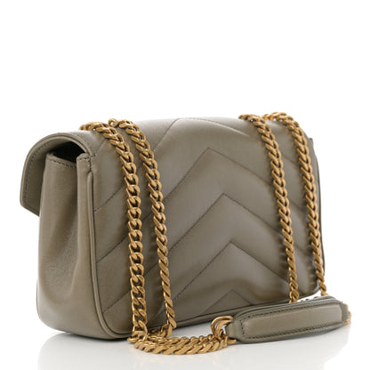 Saint Laurent Lambskin Chevron Quilted Small Loulou Bag Dark Strong Moss 4 of 13