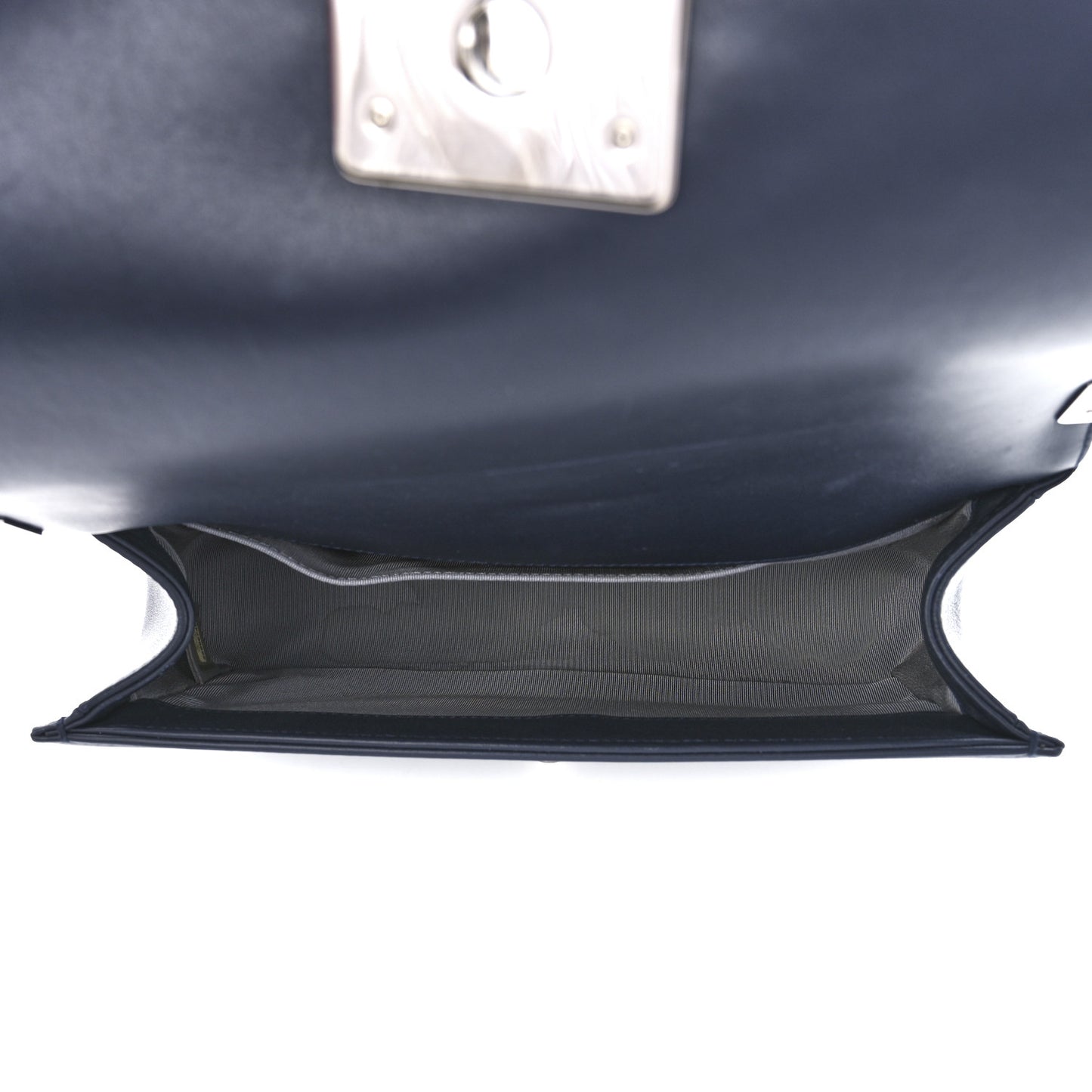 Lambskin Chevron Quilted Medium Boy Flap Navy Blue
