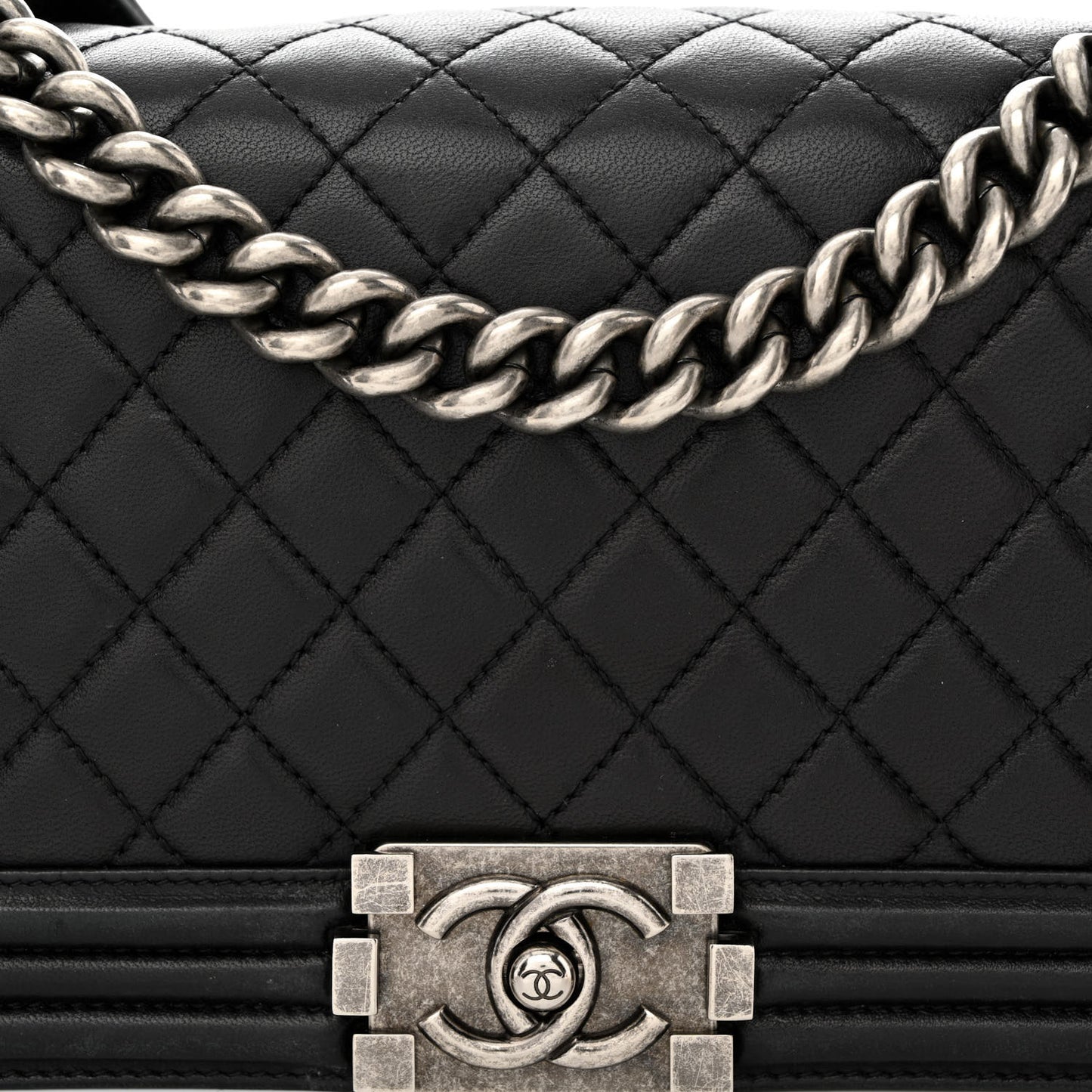 Lambskin Quilted Medium Boy Flap Black
