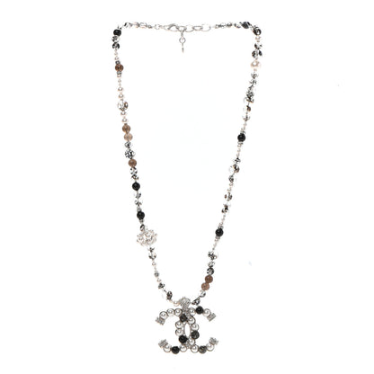 Chanel Pearl Crystal Bead CC Long Pendant Necklace 3 of 5