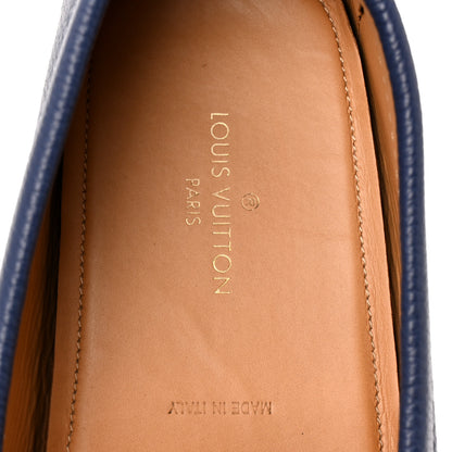 Louis Vuitton Grained Calfskin Mens Monte Carlo Car Shoe Moccasin Loafers 9 Blue 7 of 10