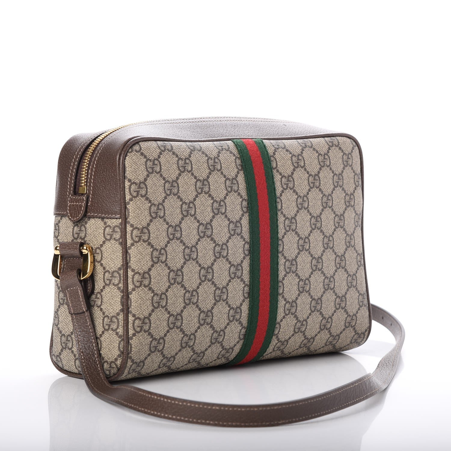 Gucci GG Supreme Monogram Web Small Ophidia Shoulder Bag Brown 3 of 7