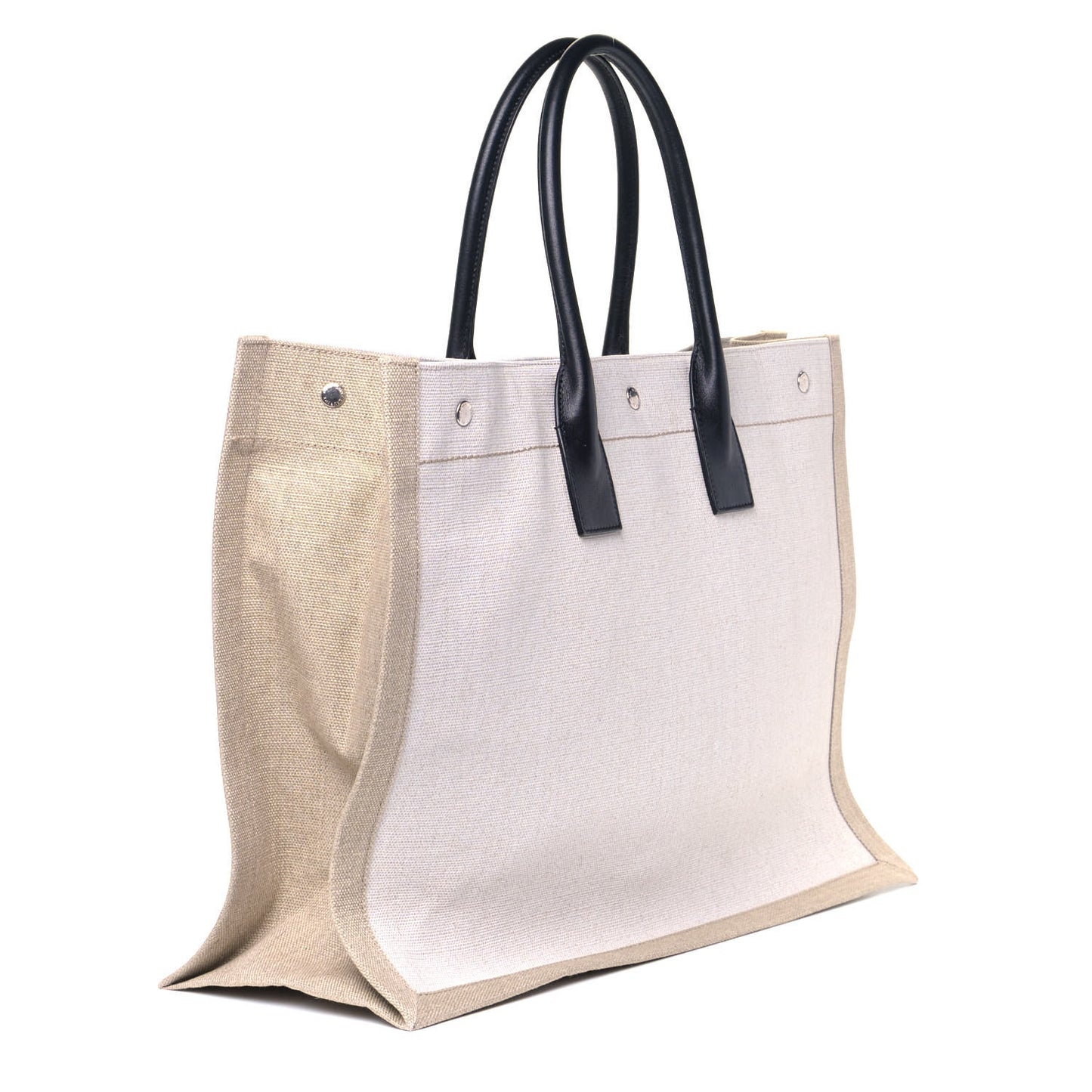 Linen Calfskin Rive Gauche Tote Optic White