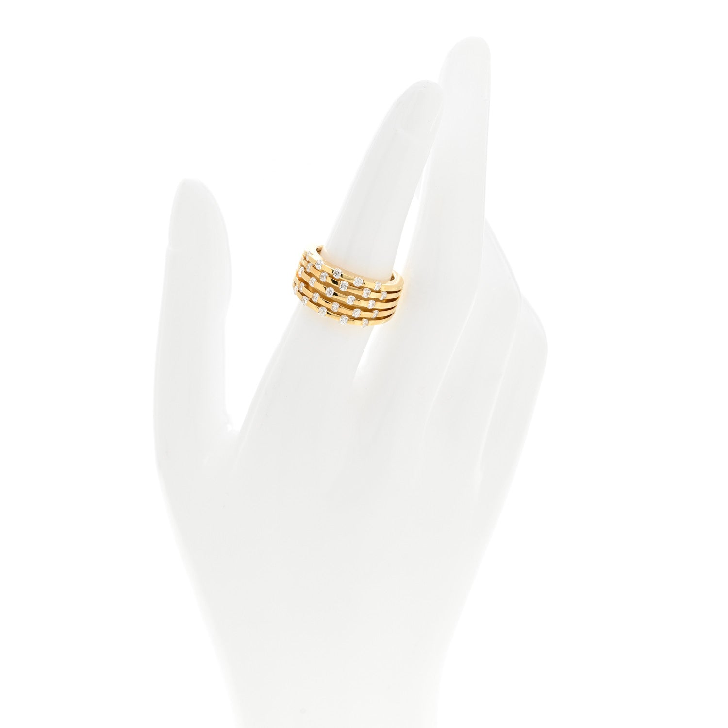 Roberto Coin 18K Yellow Gold Diamond 5 Row Ring 52 6 2 of 4