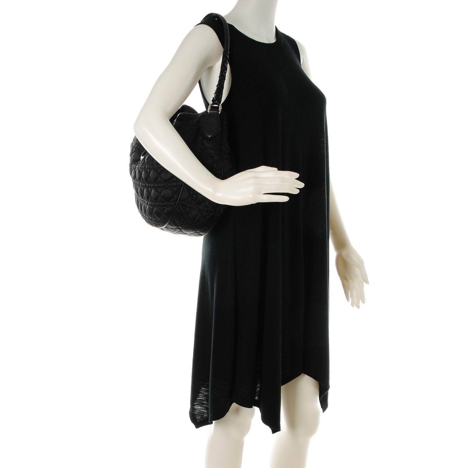 Christian Dior Satin Cannage Charming Hobo Black 2 of 8