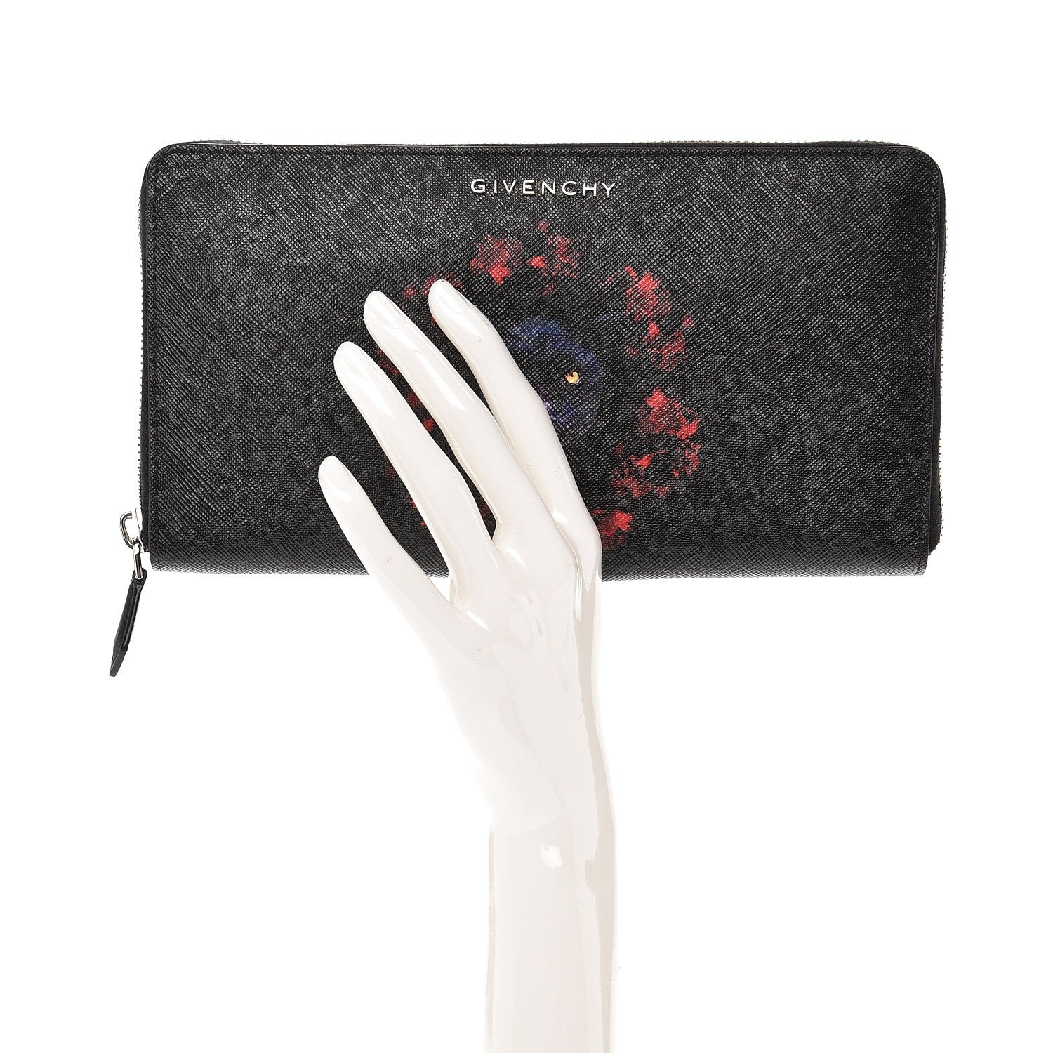 Givenchy Canvas Jaguar Floral Print Travel Zipped Wallet Black 2 of 7