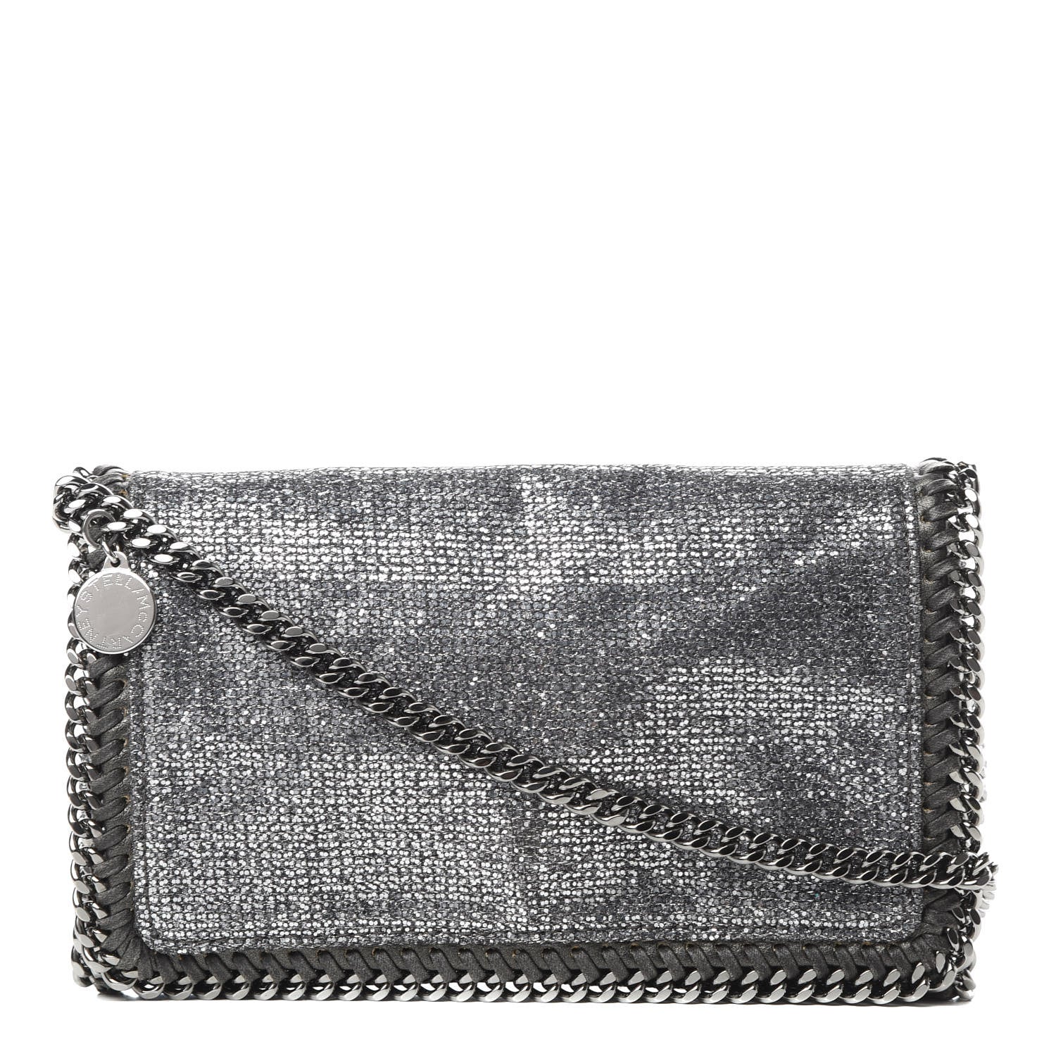 Stella McCartney Metallic Woven Raffia Falabella Crossbody Bag Silver 1 of 12