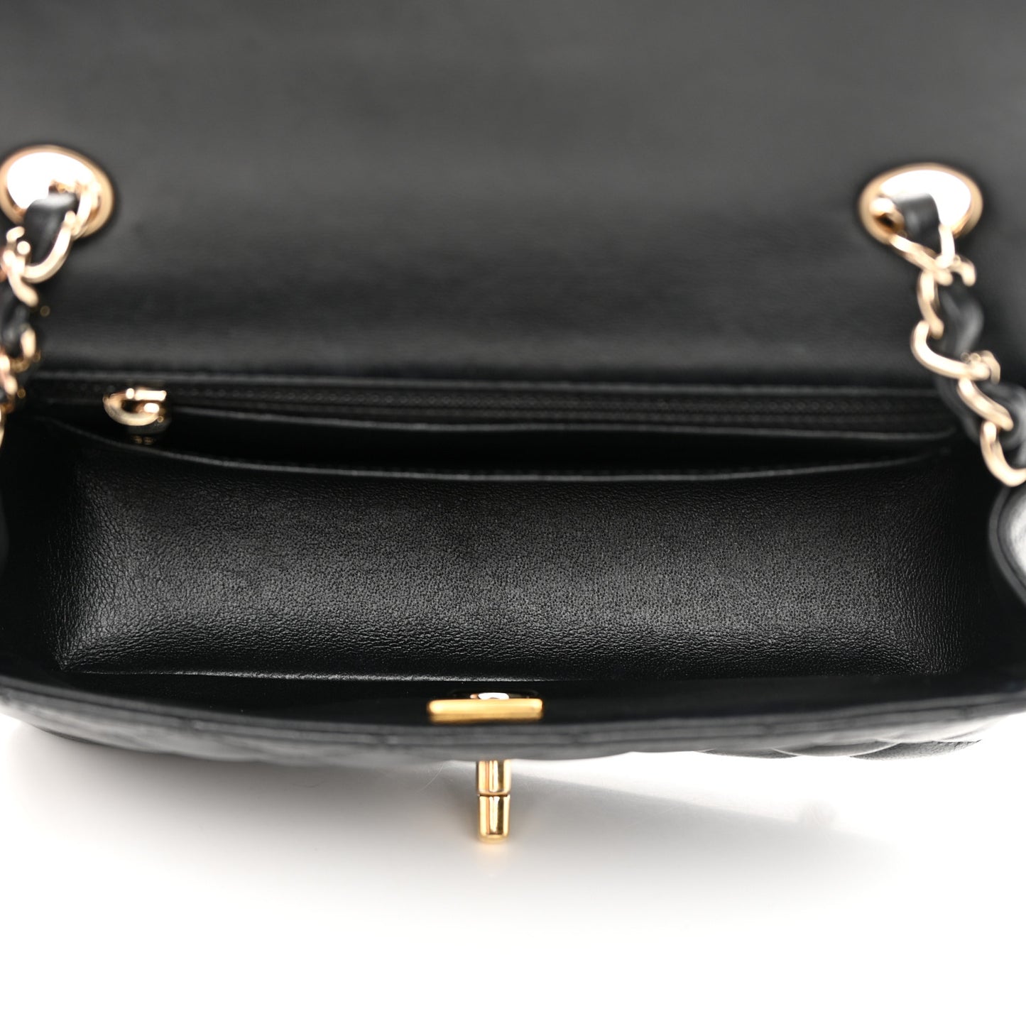 Lambskin Quilted Mini Rectangular Flap Black